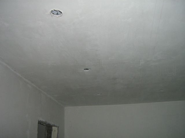 Шпатлёвка по штукатурке гипсовыми смесями подвесного потолка, высверливание отверстий для точечных светильников в подвесном потолке
