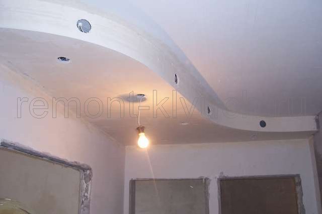 Шпатлевка гипсокартонного потолка в холле