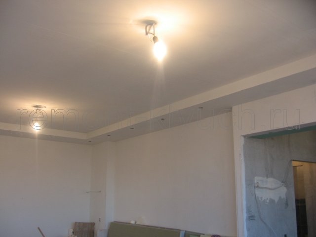 Шпатлевка стен и подвесного потолка 