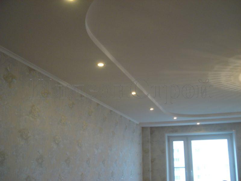 Установка точечных светильников в гипсокартоновые потолки, оклейка стен виниловыми обоями