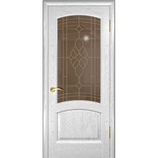Дверь ЛАУРА Дуб белая эмаль шпон 800*2000 мм ДО остекление бронза "Ульяновские двери Luxor"