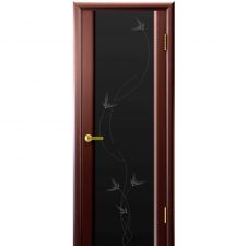 Дверь ГЛОРИЯ 2 Венге шпон 900*2000 мм ДО остекление черное "Ульяновские двери Luxor"