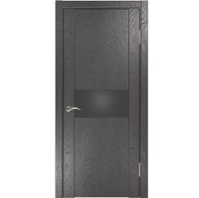 Дверь ОРИОН 1 Дуб серая эмаль шпон 550*1900 мм ДО остекление лакобель "Ульяновские двери Luxor"