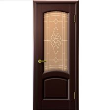 Дверь ЛАУРА Венге шпон 600*2000 мм ДО остекление бронза "Ульяновские двери Luxor"