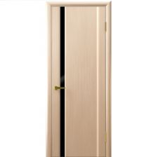 Дверь СИНАЙ 1 Беленый дуб шпон 700*2000 мм ДО остекление черное "Ульяновские двери Luxor"