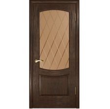 Дверь ЛАУРА 2 Мореный дуб шпон 600*2000 мм ДО остекление бронза "Ульяновские двери Luxor"