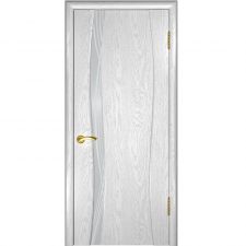 Дверь АКВА 1 Дуб белая эмаль шпон 600*1900 мм ДО остекление белое "Ульяновские двери Luxor"