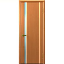 Дверь СИНАЙ 1 Светлый Анегри Т34 шпон 550*1900 мм ДО остекление белое "Ульяновские двери Luxor"