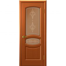 Дверь АНАСТАСИЯ Темный Анегри Т74 шпон 900*2000 мм ДО остекление бронза "Ульяновские двери Luxor"